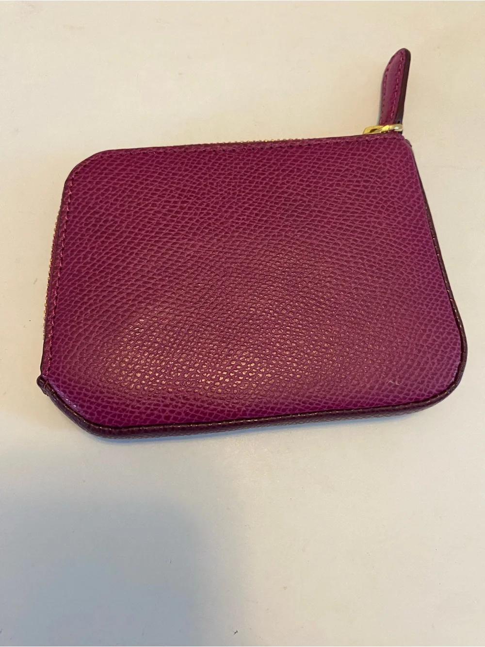 Vera Bradley Zip Card Pouch Leather Fuchsia Purple/ Plum Small Wallet NWT